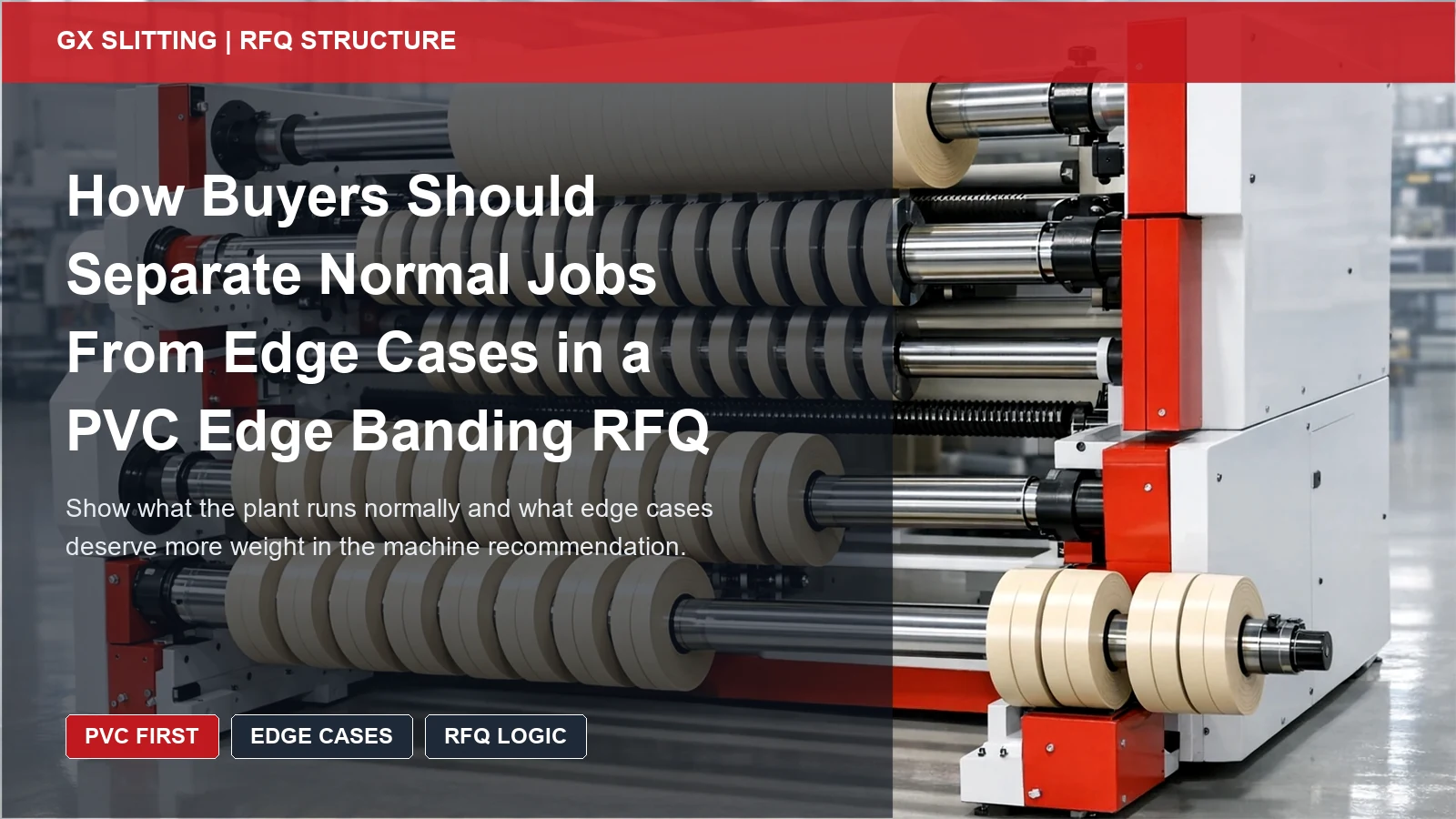 PVC RFQ structure guide cover showing normal jobs and edge-case width groups separated for machine recommendation review